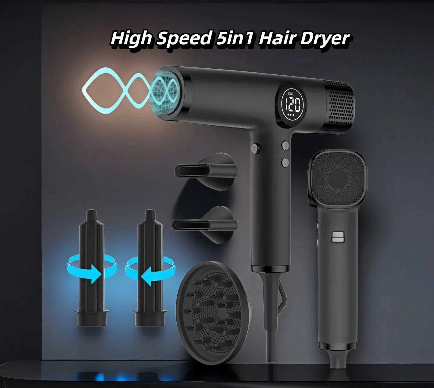 Led Display 1875W Professional Hair Dryer High Speed 110000 RPM Bless Motor for Fast Drying Low Noise Ionic Blow Dyer C251202-image-1086952483