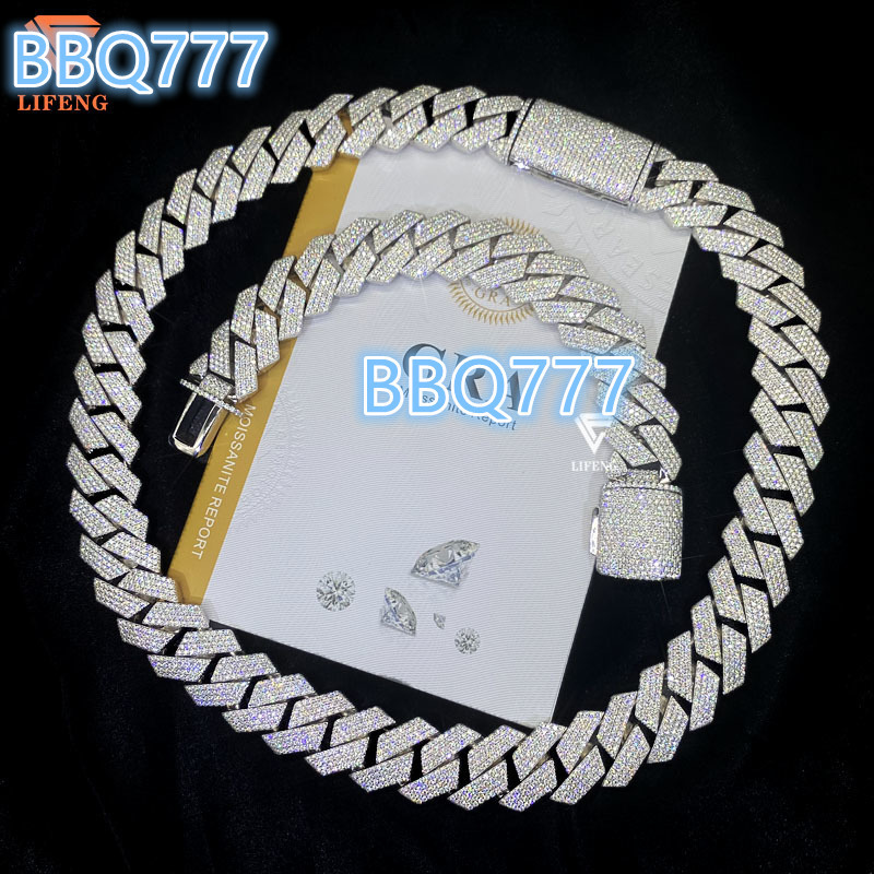 20mm Miami Moissanite Cuban Link Chain Necklace 925 Silver 18k Gold Plated Men Hip Hop Rock Cuban Link Chain Fine Jewelry