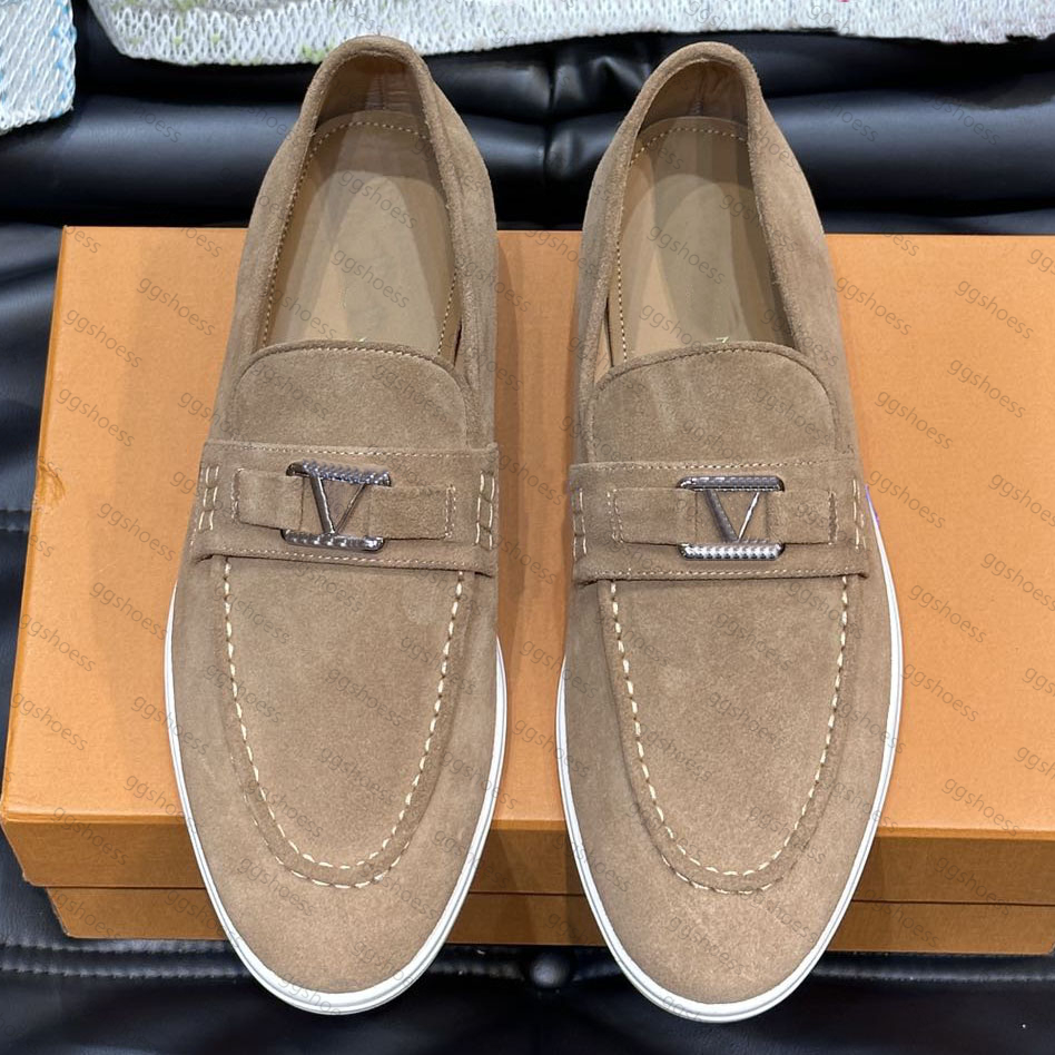 Top Quality Estate Loafer Designers Men Supple Suede Calf Leather Loafers Luxury Flats Moccasins Loafers Sizes 39-46