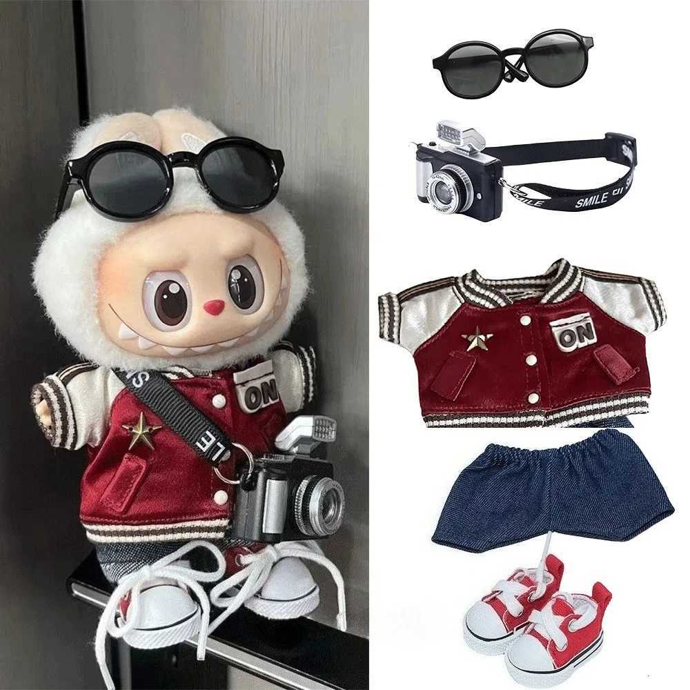 For 15cm Labubu Sporty Outfit Clothes Deep Red Baseball Uniform Matching Cap Labubu Ropa Doll Accessories W251202-image-1086942950