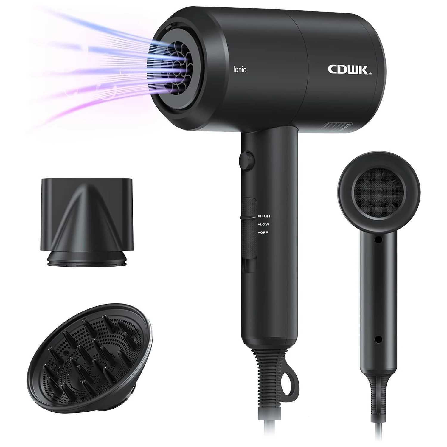 Professional Ionic Negative Hair Dryer with Diffuser 1800W Fast Drying Hair Dryers for Curly Straight Hair Travel Portable C251202-image-1086951927