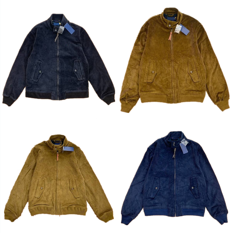 Men Corduroy Short Jacket Stand Collar Small Horse Embroidery British Casual Style Slim Fit Asian Size Soft Warm Outerwear Classic Fashion Coat