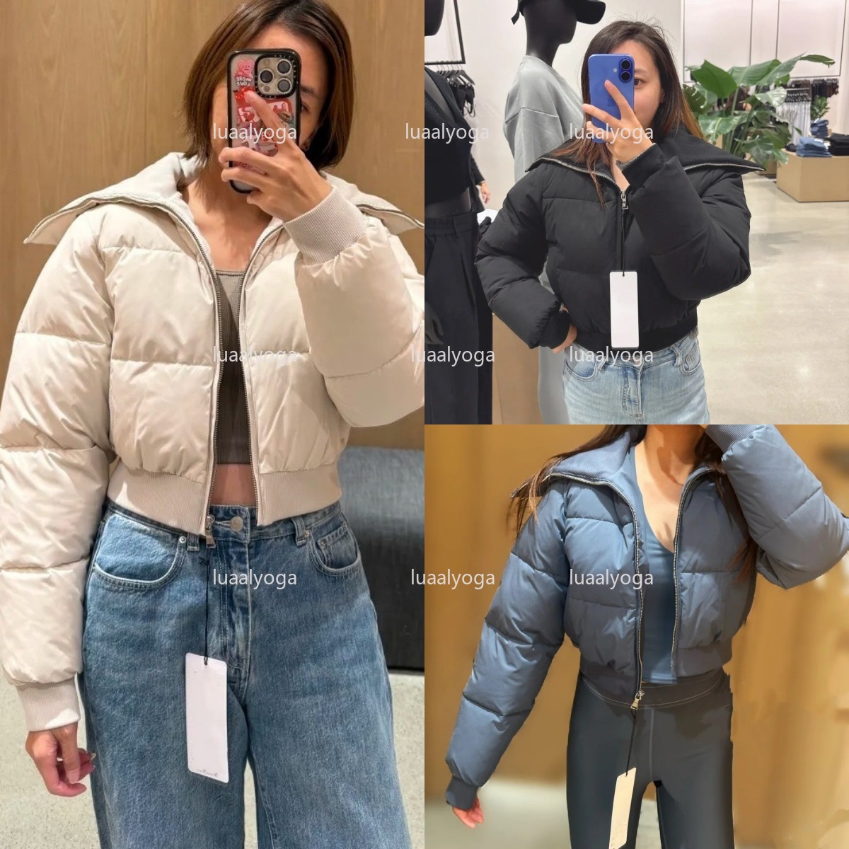 Women's Puffer Cotton jacket Winter Thickened Warmth Stand-Up Collar Loose-Fit Short-Length Hooded Down Jacket Waist-Defining Short-Length Stan