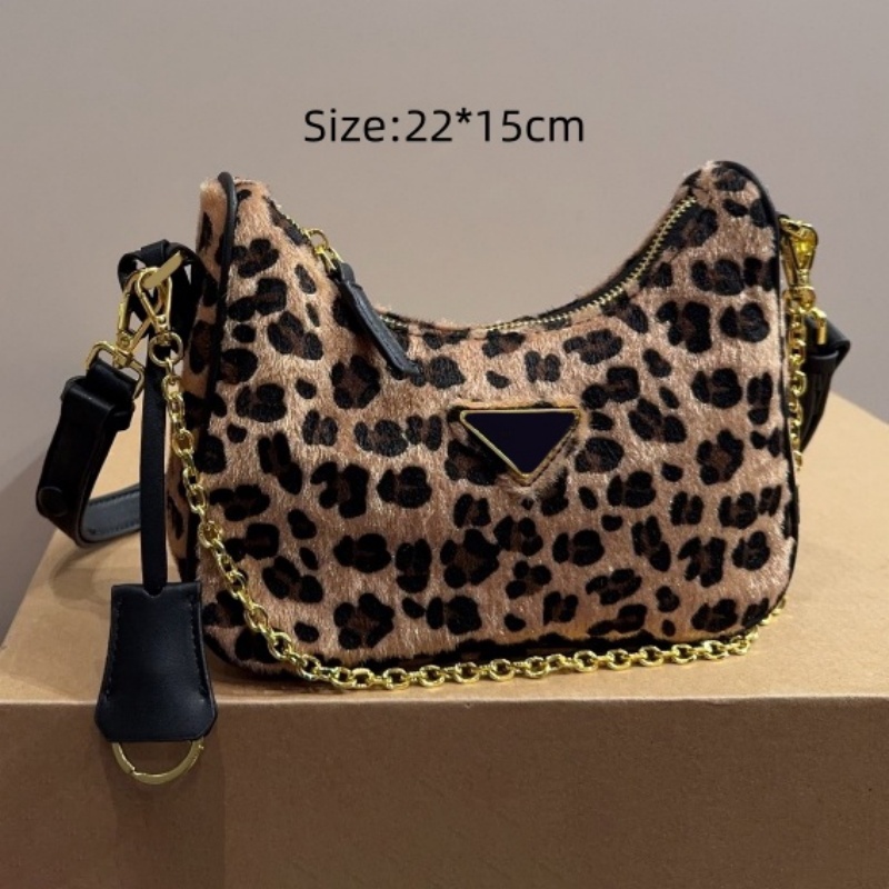 L06 Fashion Designer Luxury Leopard Print Underarm Bag High-Quality Women's Handbag Crossbody Bag Stylish Women's Chain Shoulder Strap Fur