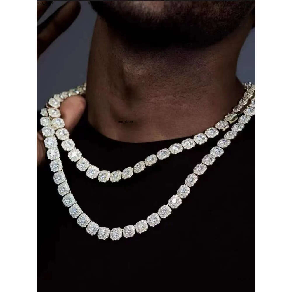 Necklace bracelet Moissanite Diamond Custom Vvs Cuban Link S Sier 10mm Large Tennis Chain Solid Back Hiphop 67