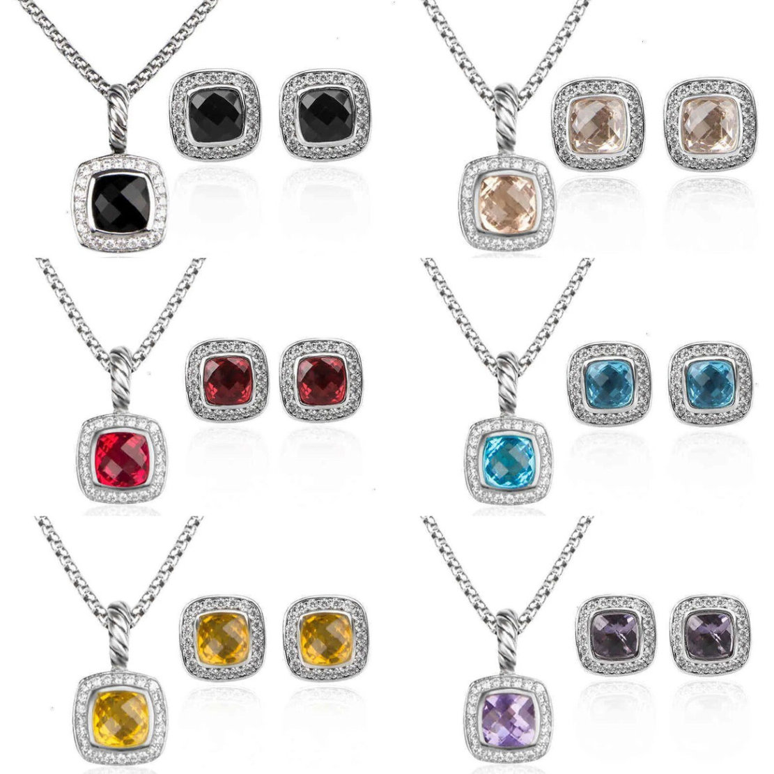 designer necklace earrings jewelry set luxury jewelry gold earrings Garnet luxury diamond jewelry ear stud gemstone earrings for women man wed ne-image-1087106063