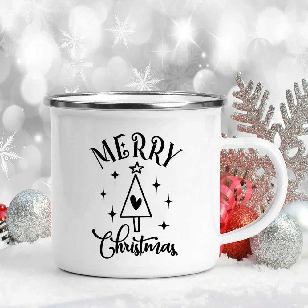 Xmas blessing coffee cups happy Merry Christmas tree bell mugs Enamel hot chocolate wine Cup home party drink mug holiday gifts H251203-image-1087085828