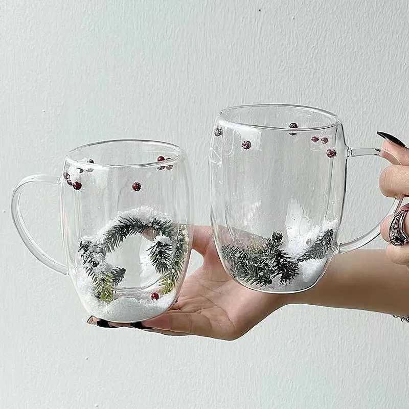 200/350ML Double Wall Glass Cup Transparent Christmas Theme Snow Coffee Cup Heat Resistant Juice Milk Glass Water Cup Xmas Gift H251203-image-1087085203