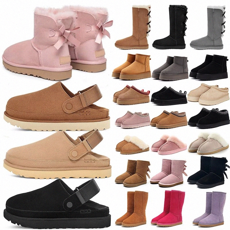 Tasman Pantoufles Tazz Graines de moutarde Châtaigne Sable Fourrure Diapositives en peau de mouton Classique Ultra Mini Plate-forme Boot Hiver Fe