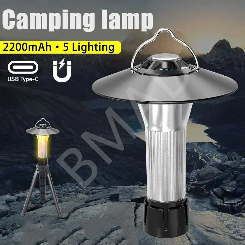 Lanterne de Camping Portable avec Base magnétique, lampe suspendue, 5 Modes d'éclairage, lampes de poche Led, lampe de secours, 2200mAh, M251203