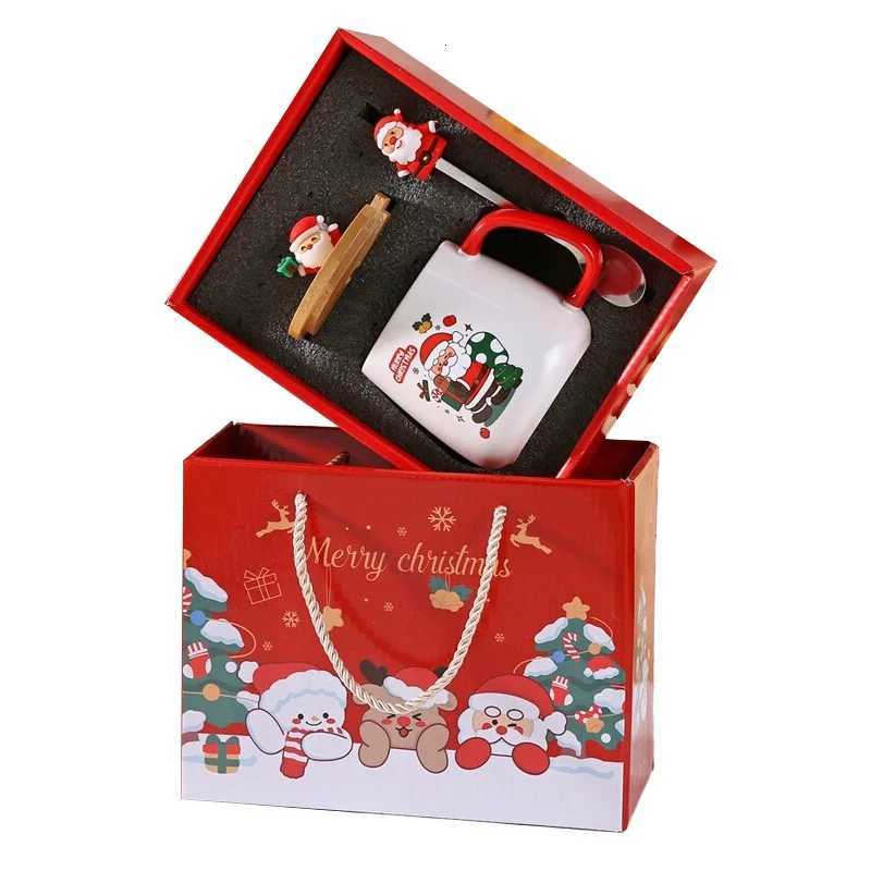 400ml Cute Christmas Ceramic Mug with Lid Spoon Santa Reindeer Design Gift Set for Friends Family Colleagues Xmas Present H251203-image-1087085541