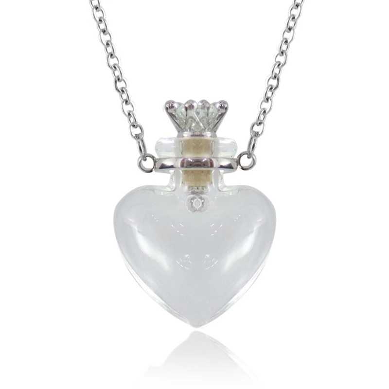 Colliers de bouteille de flacon de coeur transparent pour chaîne en acier titane faire un collier de flacon de sang femmes JewelryXJ251202