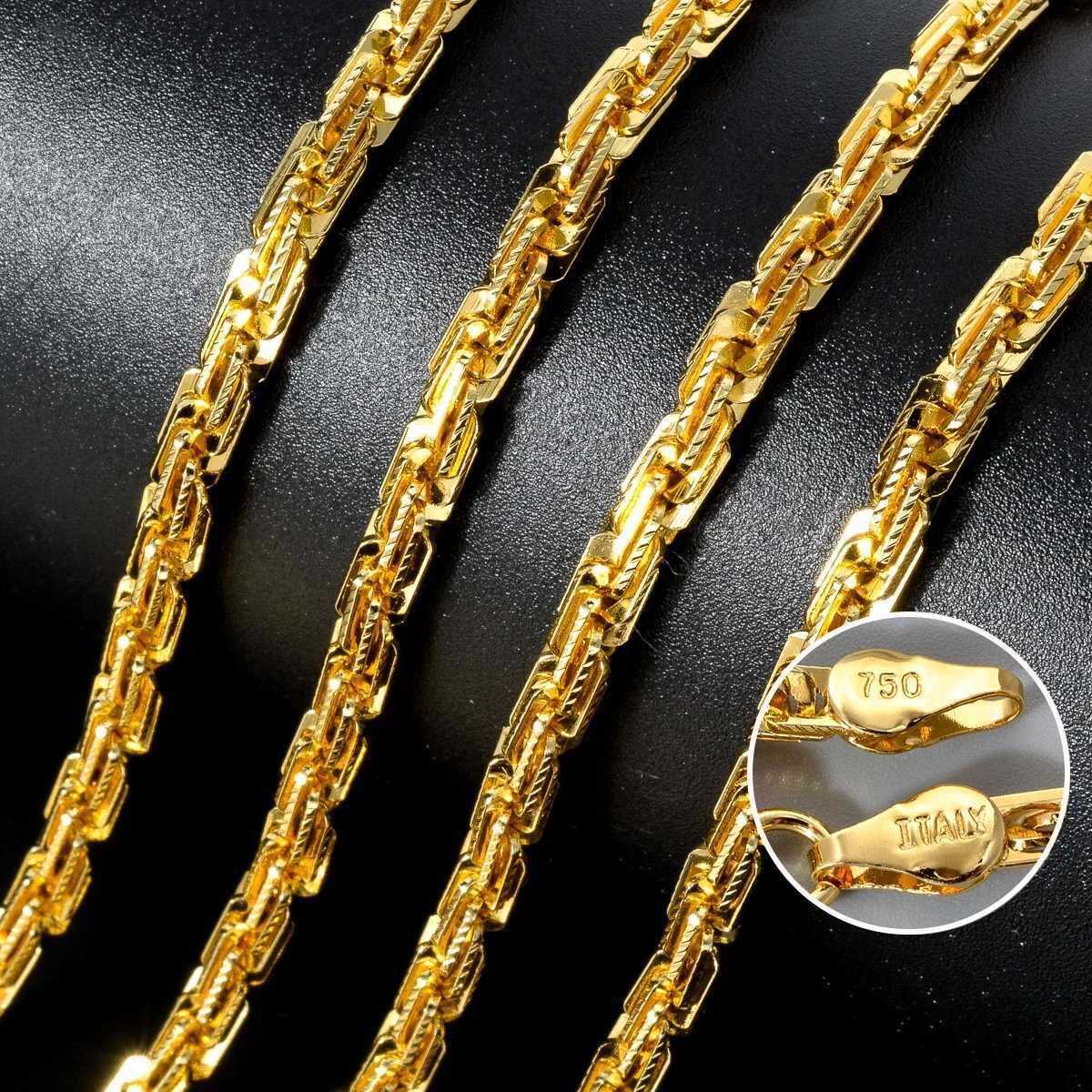 Width 4mm Italian 750 Luxury 18k gold Plated textured Dubai Necklace DIY simple jewelry men women partyXJ251202