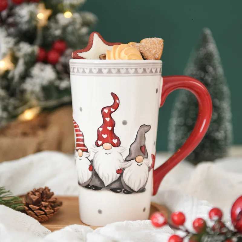 Christmas Tall Cup Large Capacity Mug Ceramic Household Embossed Cup Cute Fashionable Milk Water Cup Office Tea Cup H251203-image-1087086068