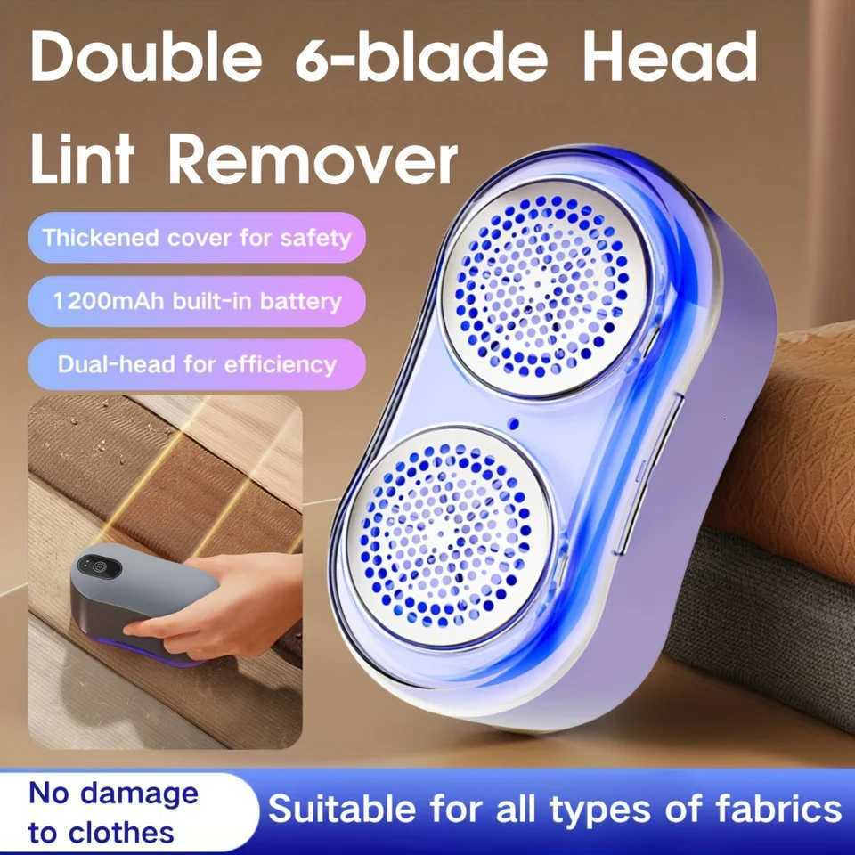 Dual Head 6-Leaf Lint Remover Rechargeable Multifunctional Ball Trimmer with Mesh Cover Safer Use for Clothing Bedding Sweater M251203-image-1087080775