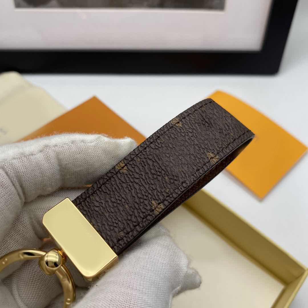 Designer Keychains Luxury Letter Brown Leather Gold Plated Lanyard Keyring For Unisex Man Women Handmade Car KeyChains Bag Wallet Fashion Jewelry Ac