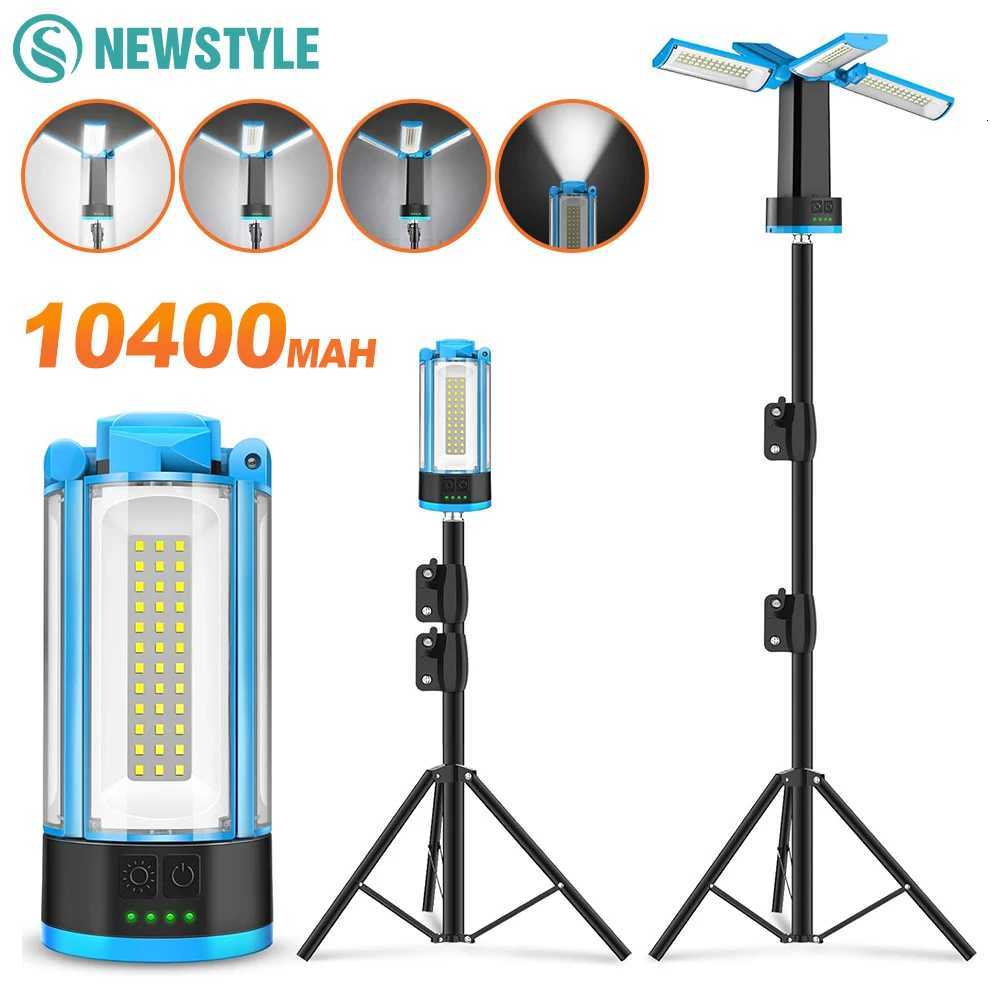 Lampe de camping rechargeable Support réglable 10400mAh Lampe de travail portable sans fil 4 têtes de lampe LED Lampe de poche Voyage d'urgence B