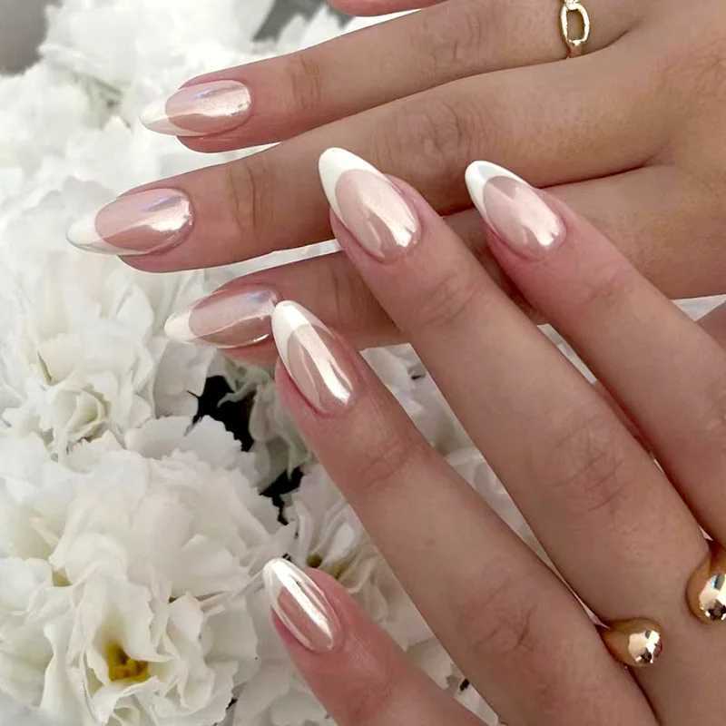 24 PCs Long French Minimalist Nails with 1 Jelly and 1 Nail FileT251203-image-1087026561