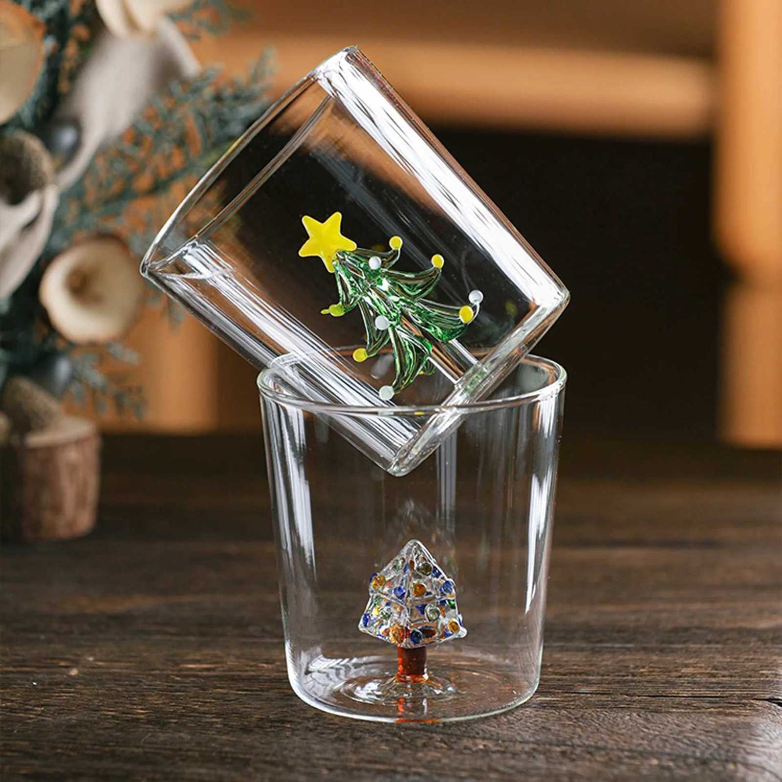 Creative Glass Christmas Cup 3D Christmas Tree Inside Mug Wine Glass for Daily Party Drinking Glasses Coffee Milk Mug Lover Gift H251203-image-1087085530
