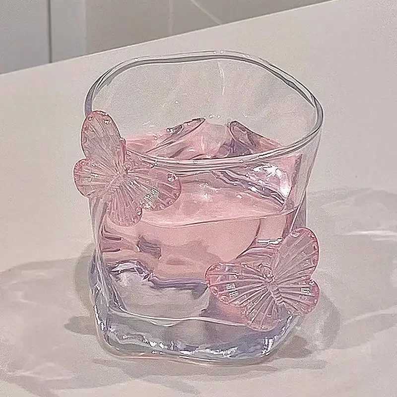 Butterfly Transparent Whiskey Twisted Glass CupHigh Beauty Water Cup Beer Glass Household Juice Glasses Cold Drink Glassware H251203-image-1087085465
