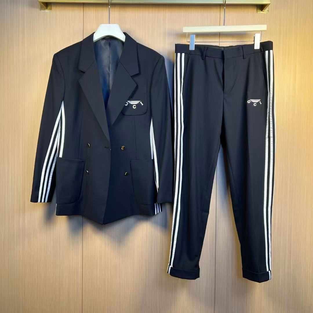 Costume homme business européen haut de gamme croisé, style lettres, automne, coupe ample, veste pantalon, tailles M à 4XL