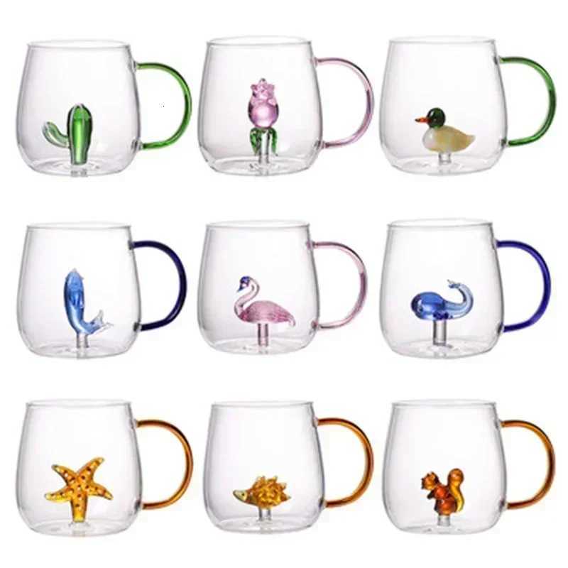Cartoon Animal Shape Glass Home Cute High Borosilicate Glass Single Layer Cup Living Room with Guests Juice Cold Drink Cup H251203-image-1087084823
