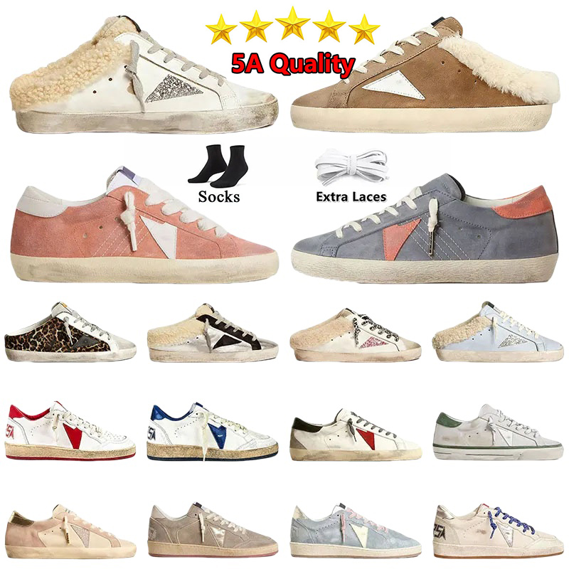 2026 Golden Top Designer Sneakers Star Chaussures Pantoufles De Fourrure Hommes Femmes Superstar Mocassins Sales Platfrom Cuir Nappa Satrs Ballst