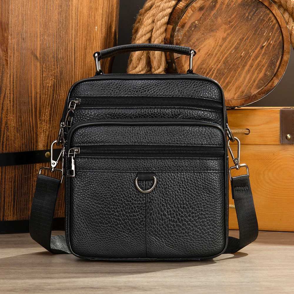 Black 100 Genuine Leather Mens Shoulder Messenger Bag for Men Crossbody Bags new Small Man Designer Handbag Bolso Male X251203