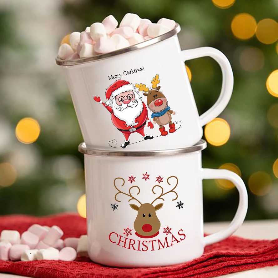 Santa Deer christmas tree Printed Coffee Mugs Merry Christmas enamel handle Mugs Family Party Drink Cups New Year Creative Gifts H251203-image-1087085745