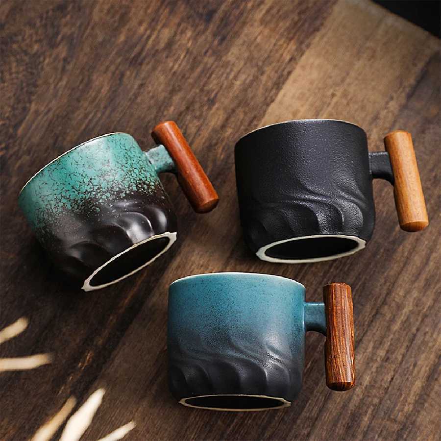 Creative Handmade Exquisite Coffee Cup Vintage Coffee Cup With Wooden Handle Mug Cups Mugs Drinkware Kitchen Dining Bar Home H251203-image-1087085992