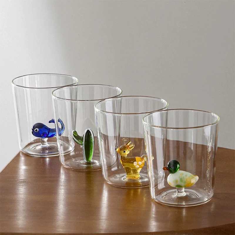 1/2/4pcs 3D Cartoon Glass CupsCute Three-Dimensional Animal Plant Shape Coffee Milk Drink Cup for BarTransparent Juice Glasses H251203-image-1087085337