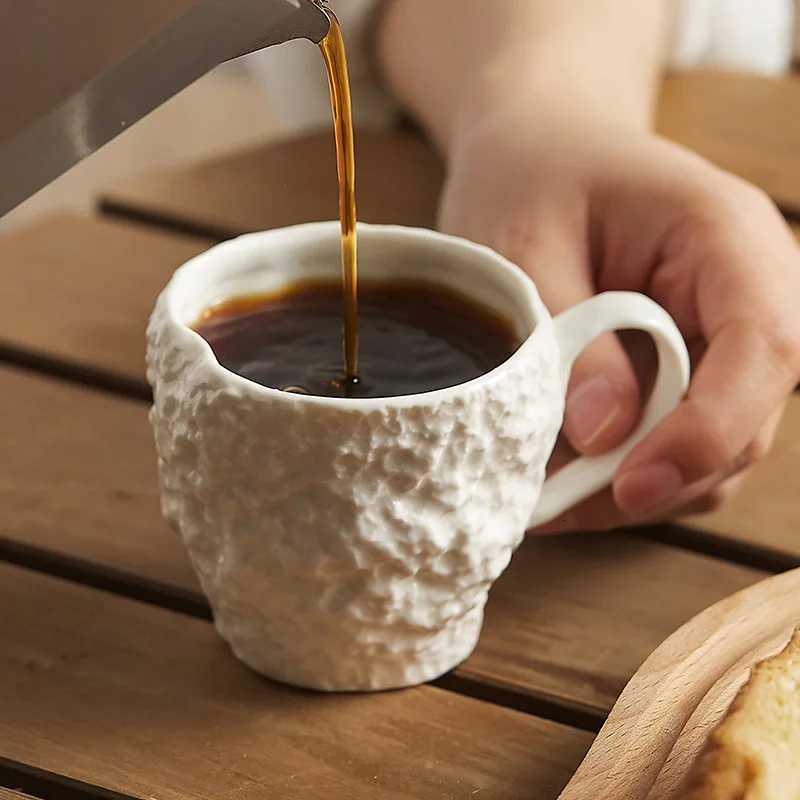 Rock pattern milk cup breakfast cup ceramic ear hanging espresso cup creative English afternoon tea mug water cup H251203-image-1087084433
