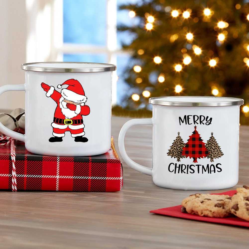 Merry Christmas Mug Santa Claus Xmas Cup Enamel Handle Coffee Milk Cups Juice Cups Xmas Party Drink Cup Christmas Gift Mugs H251203-image-1087085884