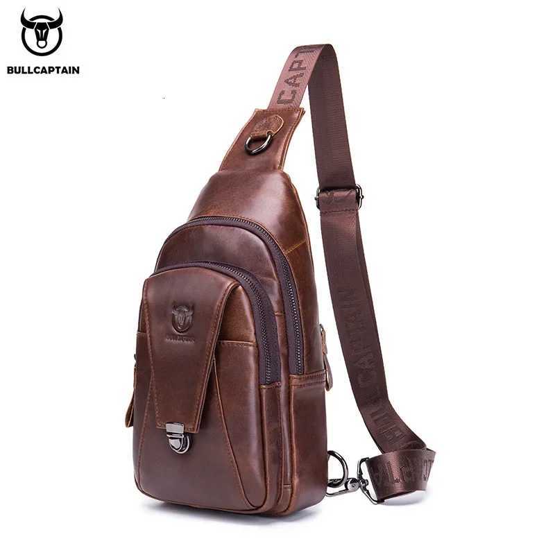 BULLCAPTAIN Zaino in vera pelle Borsa a tracolla da uomo Moda Messenger Borse per carte multifunzionali Borse per cellulari X251203