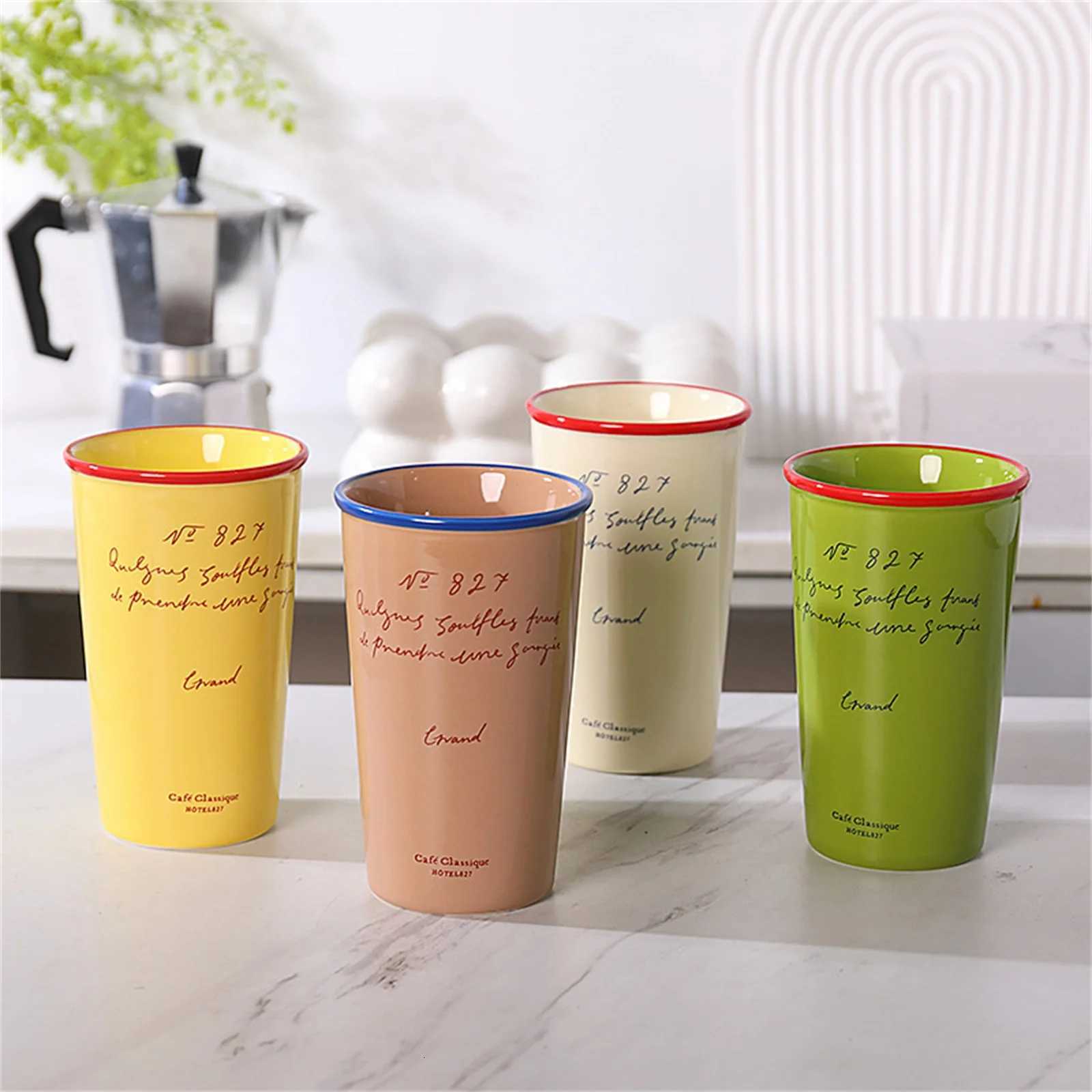 Nordic Ceramic Coffee Mug Contrast Color Letters Print Cup Drinkware Present Milk Water Cup Home Bar Kitchen Coffee Mugs H251203-image-1087084511