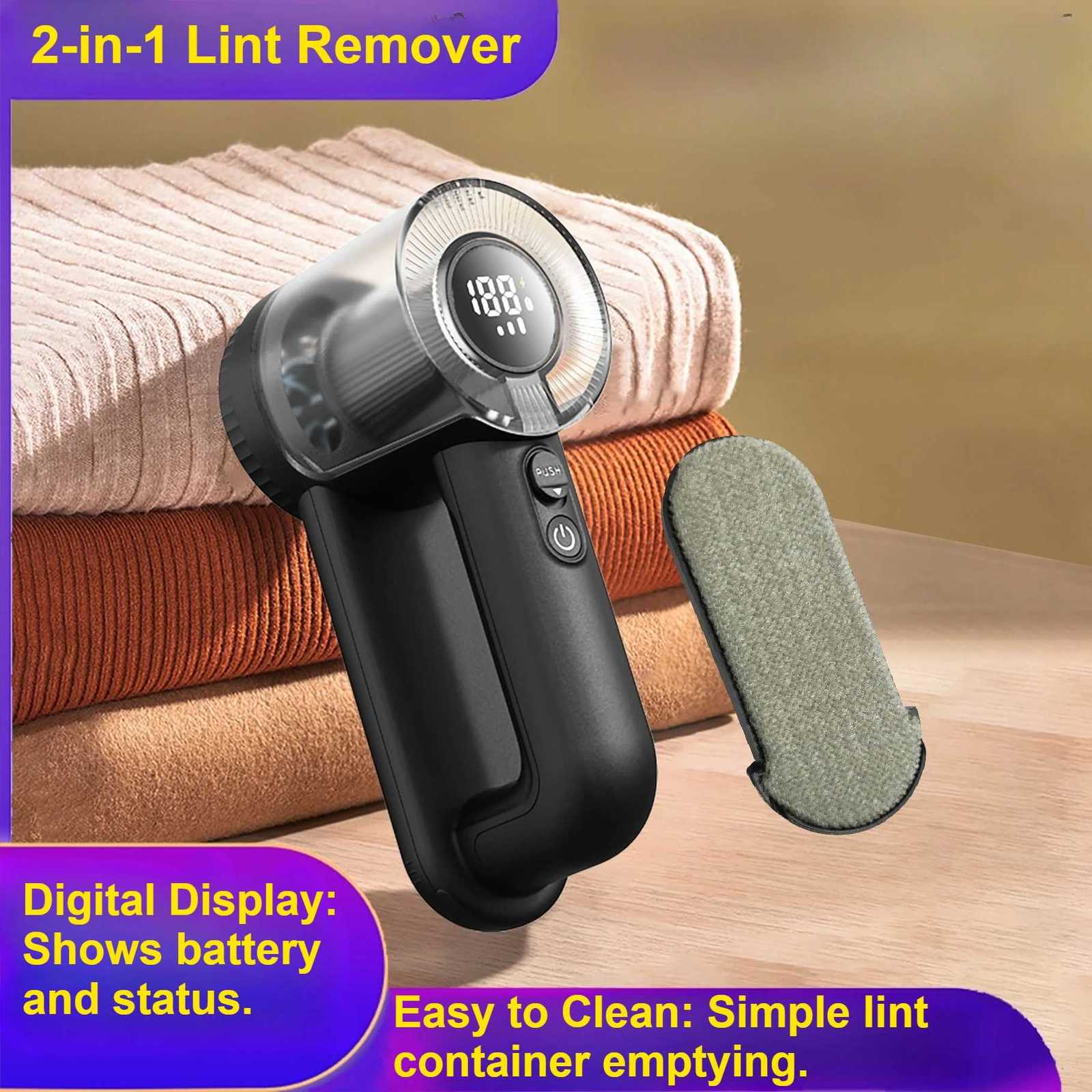 2-in-1 Rechargeable Fabric Shaver Electric Lint Remover with Digital Display Sweater Shaver Lint Shaver for Clothing Blanket M251203-image-1087081318