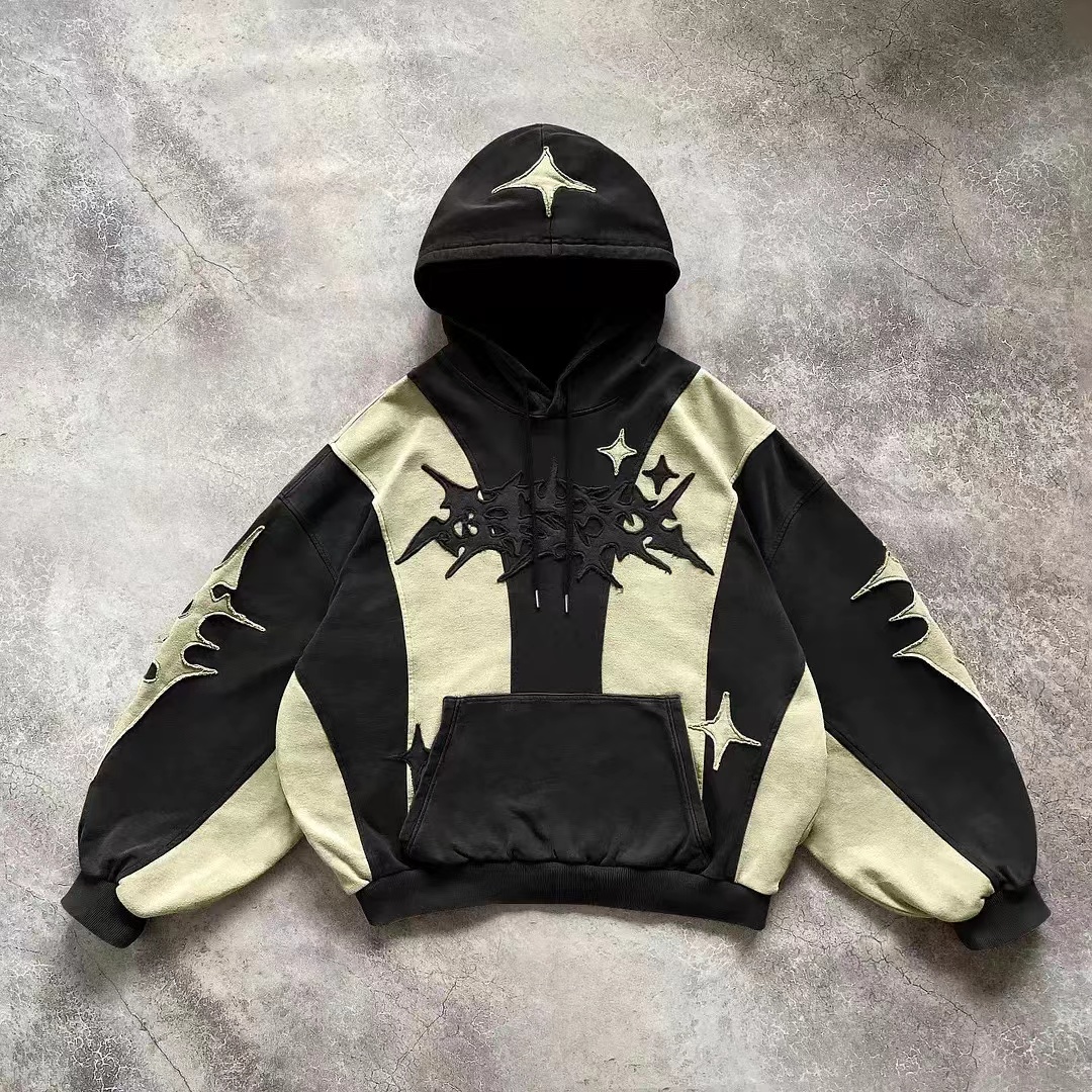 Designer Men's Hoodies Harajuku Embroidery Oversized Letter Patch Flash zip up hoodie Men Women Hip Hop Goth Casual Sweatshirt Asian 66