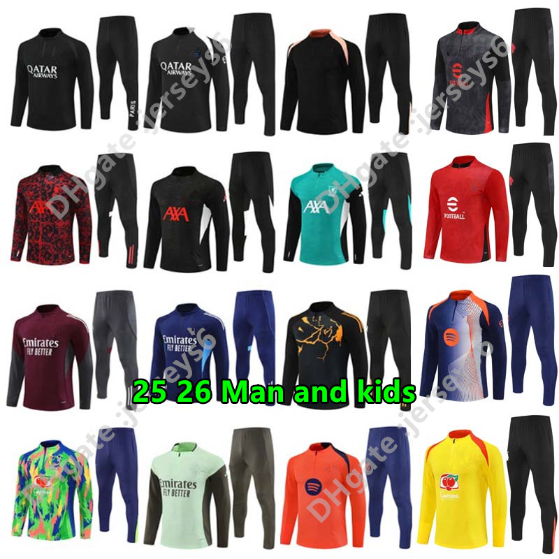 2026 Survêtement de football Enfants Chandal Futbol Survetement Football Chemise à manches longues Costume d'entraînement Football Jogging Hommes