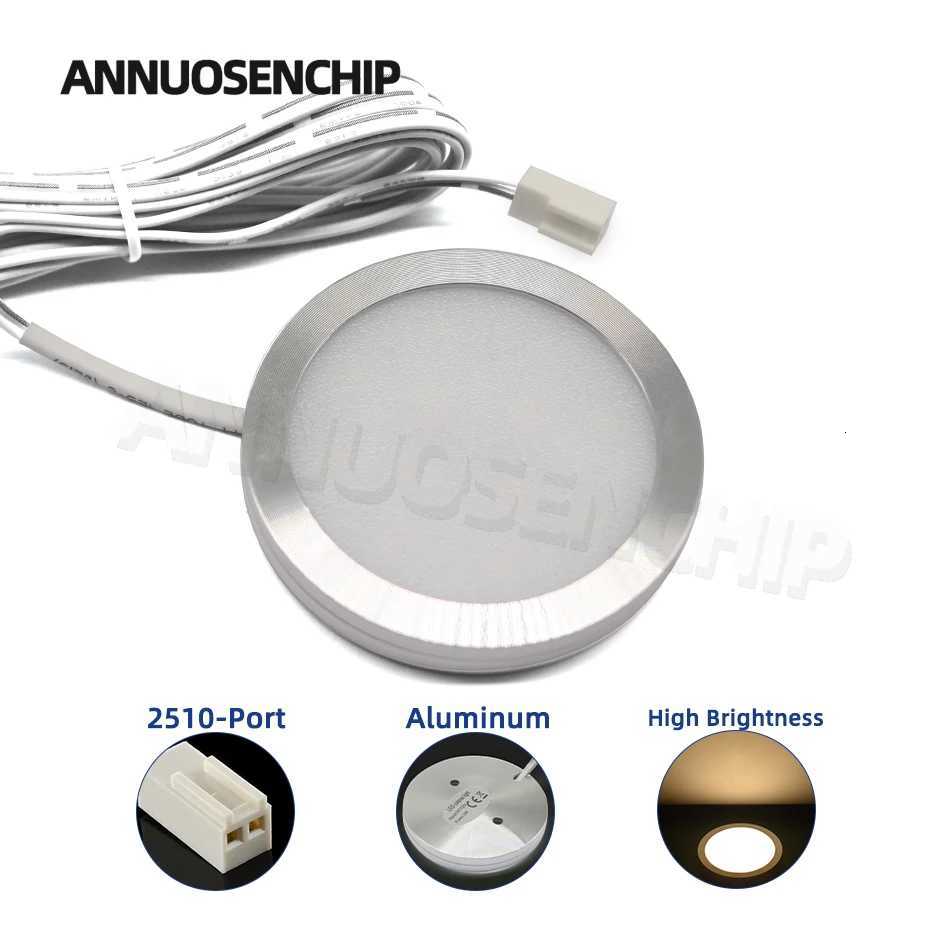 DC 12V Round LED Cabinet Light Dimmable Ultra Thin Aluminum for Kitchen Under Cabinet Lighting White or Warm Light 2W 3W 5W M251203