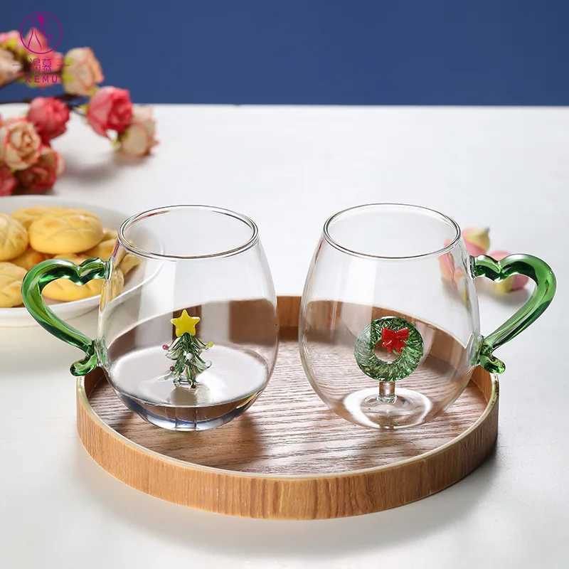 Christmas Tree Mug Glass Cup Heat Resistant Glass Coffee Cup Cartoon Christmas Gift Milk Drinkware H251203-image-1087085272