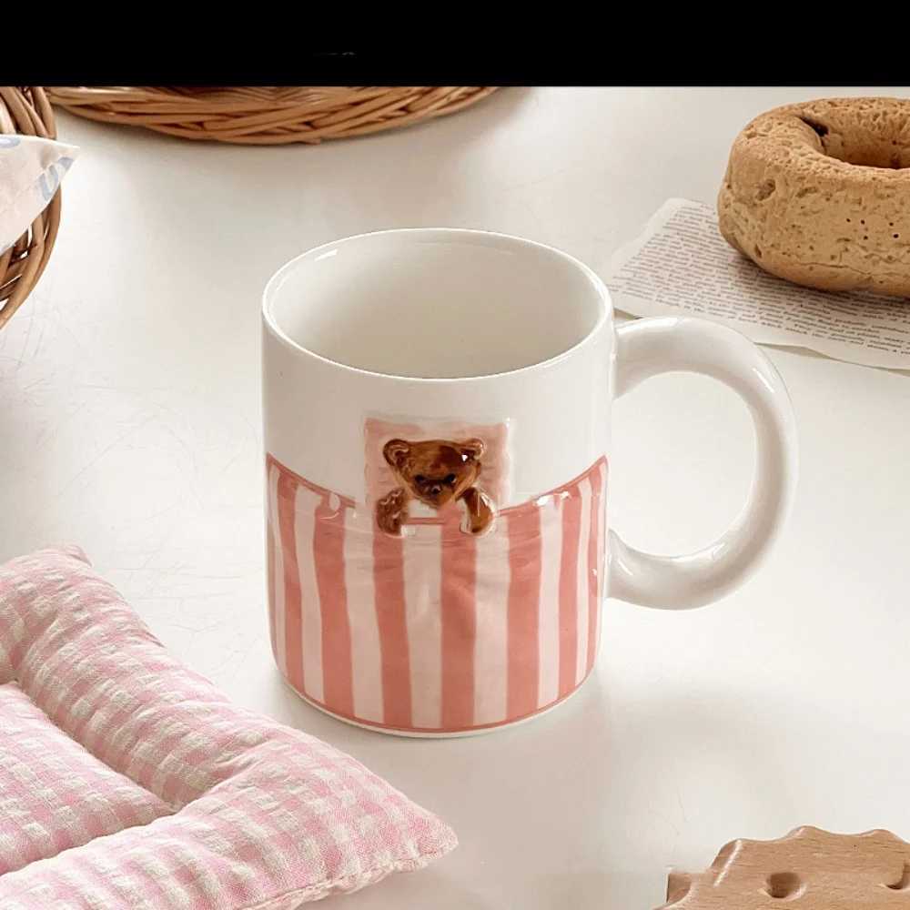 Cute Bear Ceramic Mug Cartoon Little Bear Sleeps With Blanket Coffee Mug Tea Milk Water Cup 370ML With Handle H251203-image-1087085433