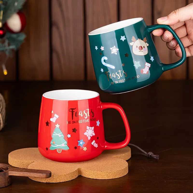 400ml red green christmas ceramic christmas mug cup H251203-image-1087084648
