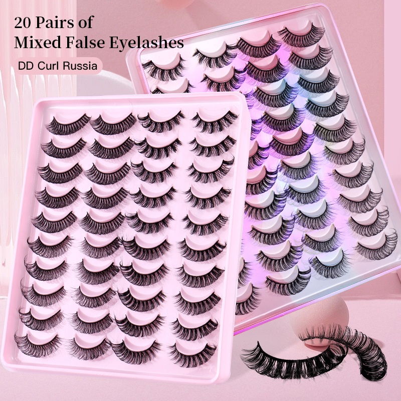 Thick Curled False Eyelashes Fluffy Wispy Handmade Reusable Russian Curled 3D Faux Mink Lashes Messy Crisscross Eyelash Extensions Accessory-image-1086980682