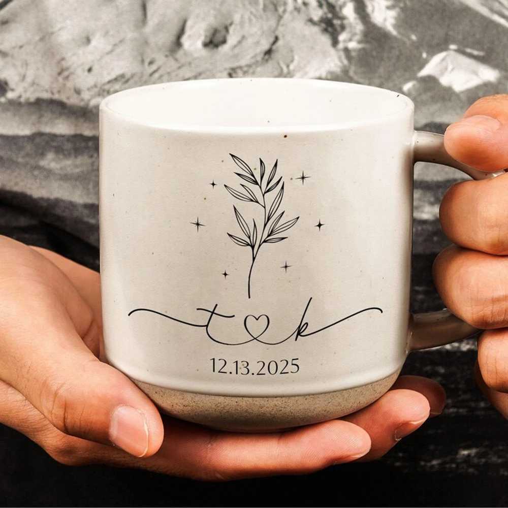 Personzed Engagement Pottery Mug Custom Wedding Couple Gifts Bridal Engagement Present Customizable Ceramic Mug H251203-image-1087085407