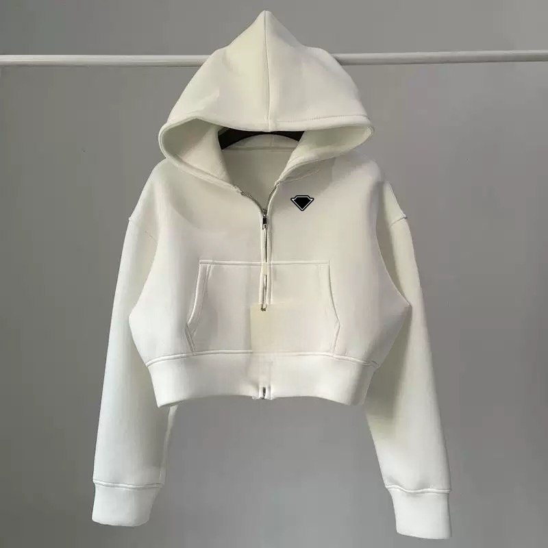 New women's hoodie trend American spicy girl solid color air layer material loose hooded hoodie women's autumn sports exposed navel short