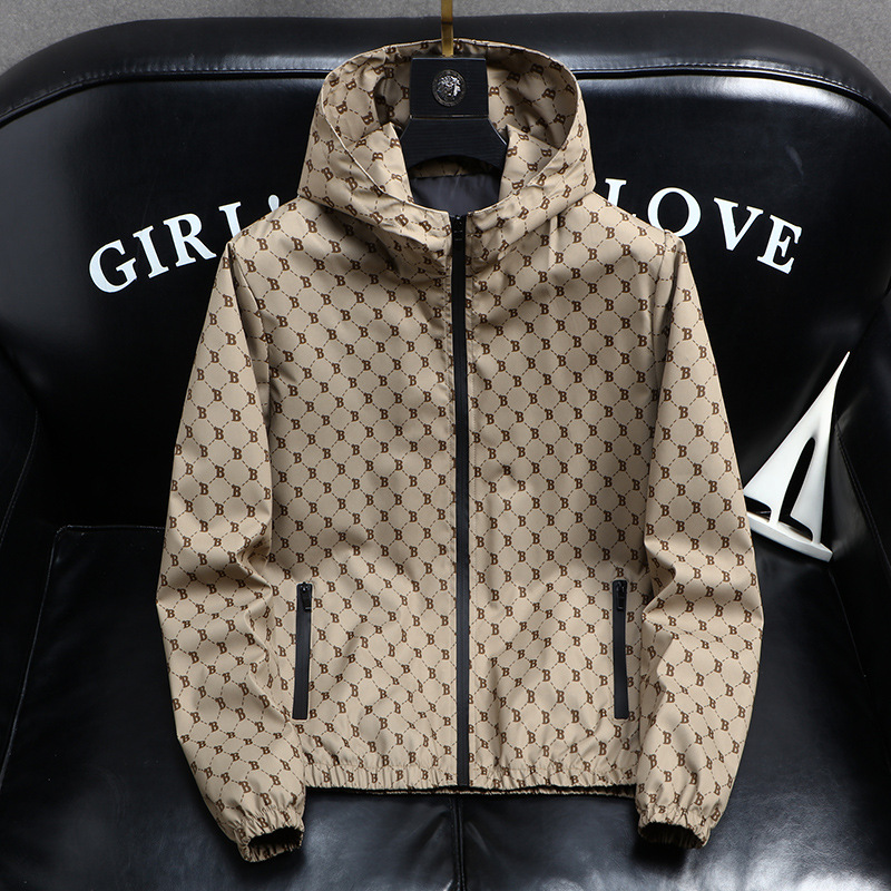 Men's Luxury Brand Spring Autumn Coat Fashion Hooded Sports Windbreaker Zipper Coats Man Outerwear Designers Clothing Jackets Asian Size M 5XL