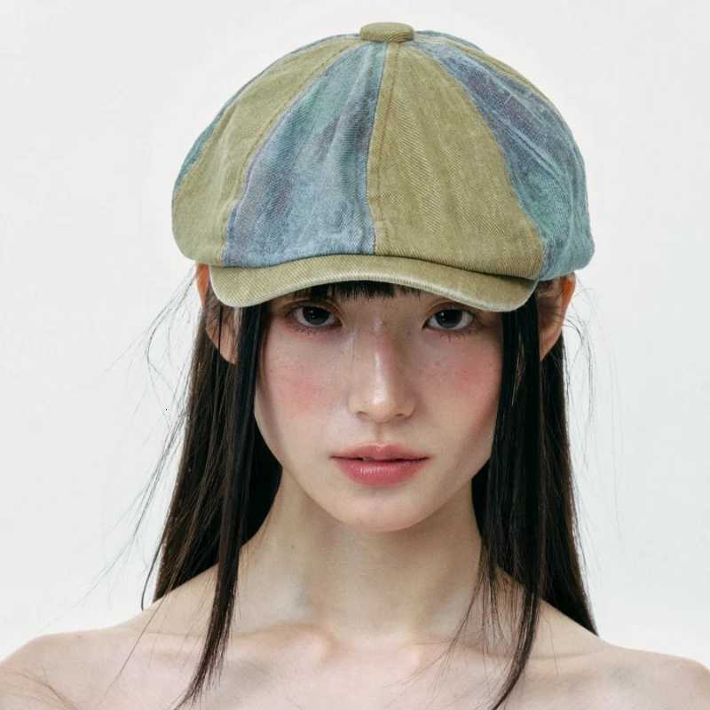 Retro Color Matching Denim Forward Hats for Women Spring and Summer Travel Casual Versatile Show Face Small Vintage Berets CapXJ251204