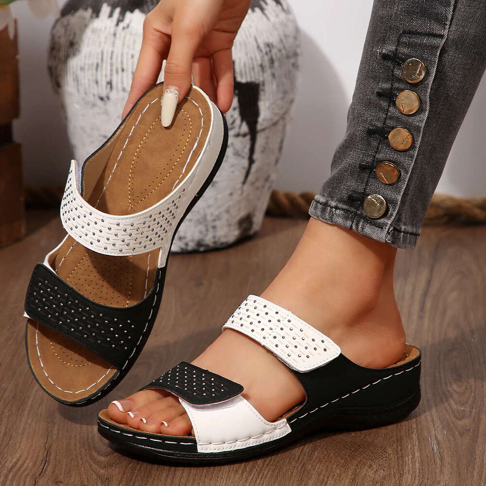 summer womens crossborder large size oneword thicksoled peeptoe slippers outdoor free shipping premium feel beach shoes for women