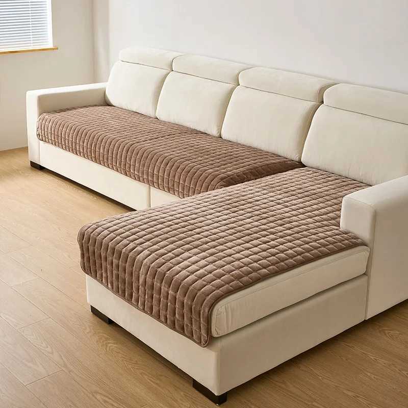 Flannel Sofa Cushion Four Seasons General Non-Slip Thickened Living Room Sofa Backrest Cover Modern Plush Seat Cushion M251204-image-1087195539