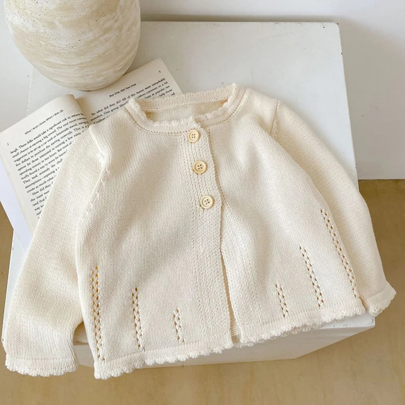 Vêtements d'automne pour bébé fille de 03 ans, cardigan doux cent tour, pull tricoté en fil de coton, veste à col rond, 251204